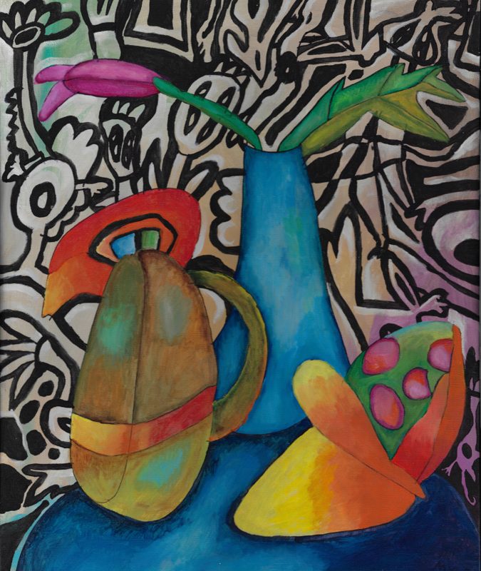 The Blue Vase with the Pink Flower