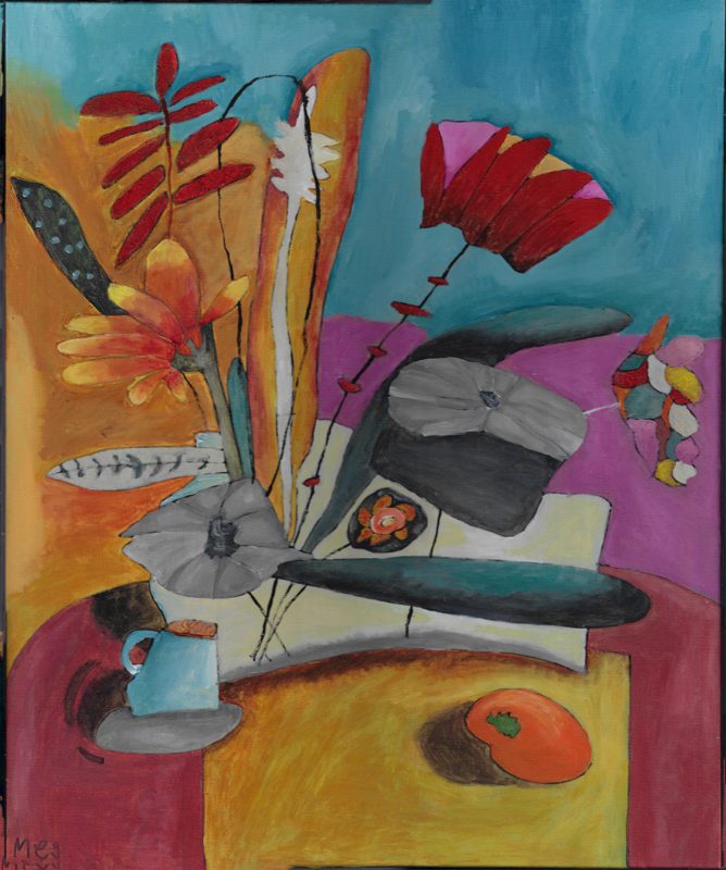 Flowers, Cup, and Orange