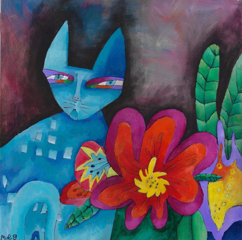 The Blue Cat Smells the Orange Flowers
