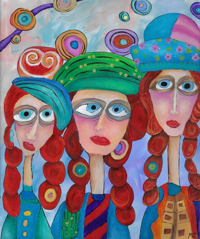 Three Sisters with Pigtails