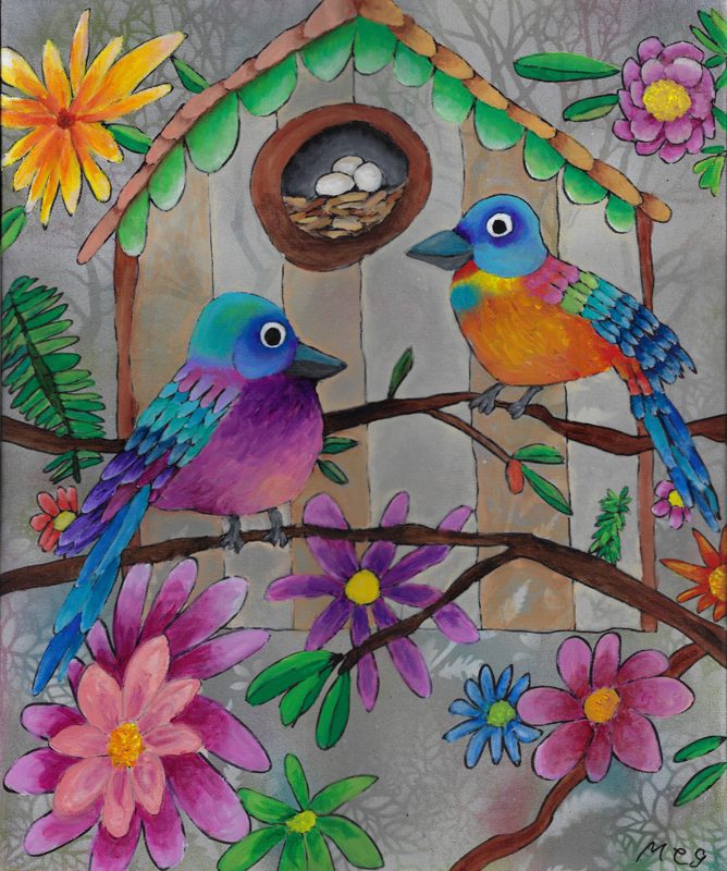 Mom and Dad Bird on the Tree