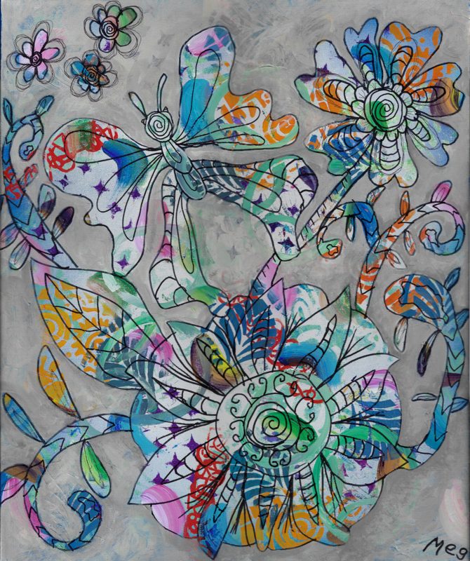Butterfly in the Spiral Flowers